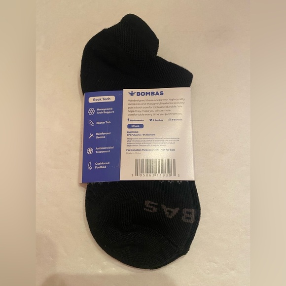 Bombas 2 Pairs Woman’s Honeycomb Black Socks Size Small 4 - 7.5 - Picture 6 of 7